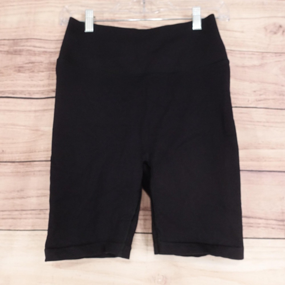 J Crew‎ Active Biker Shorts Womens M Black High Waist Knit Gym Yoga Athletic